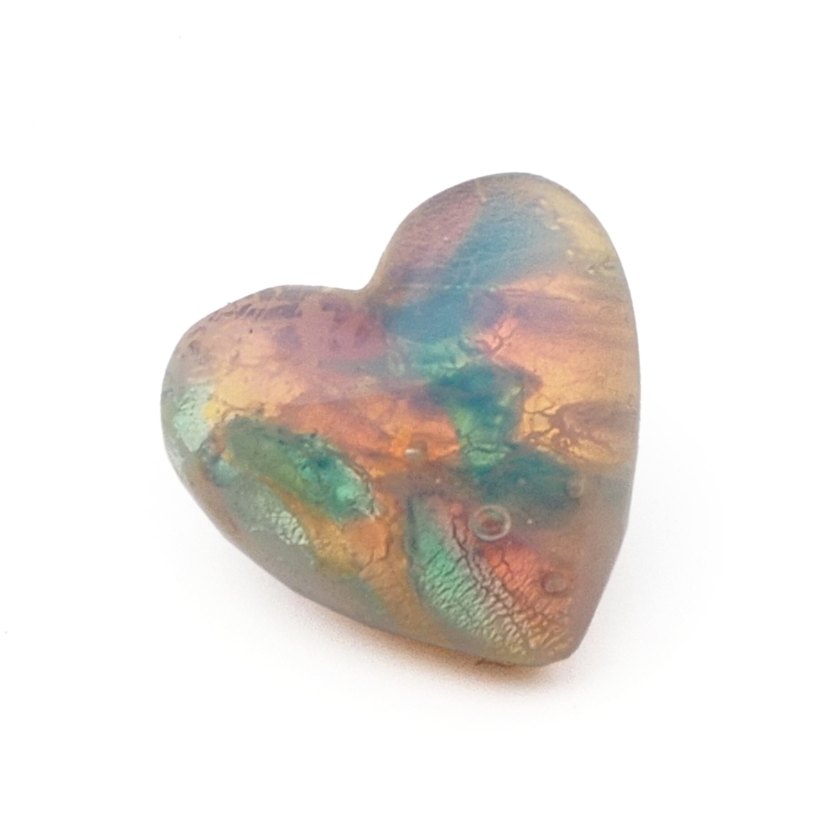 Czech vintage foil harlequin fire opal heart glass rhinestone 10mm