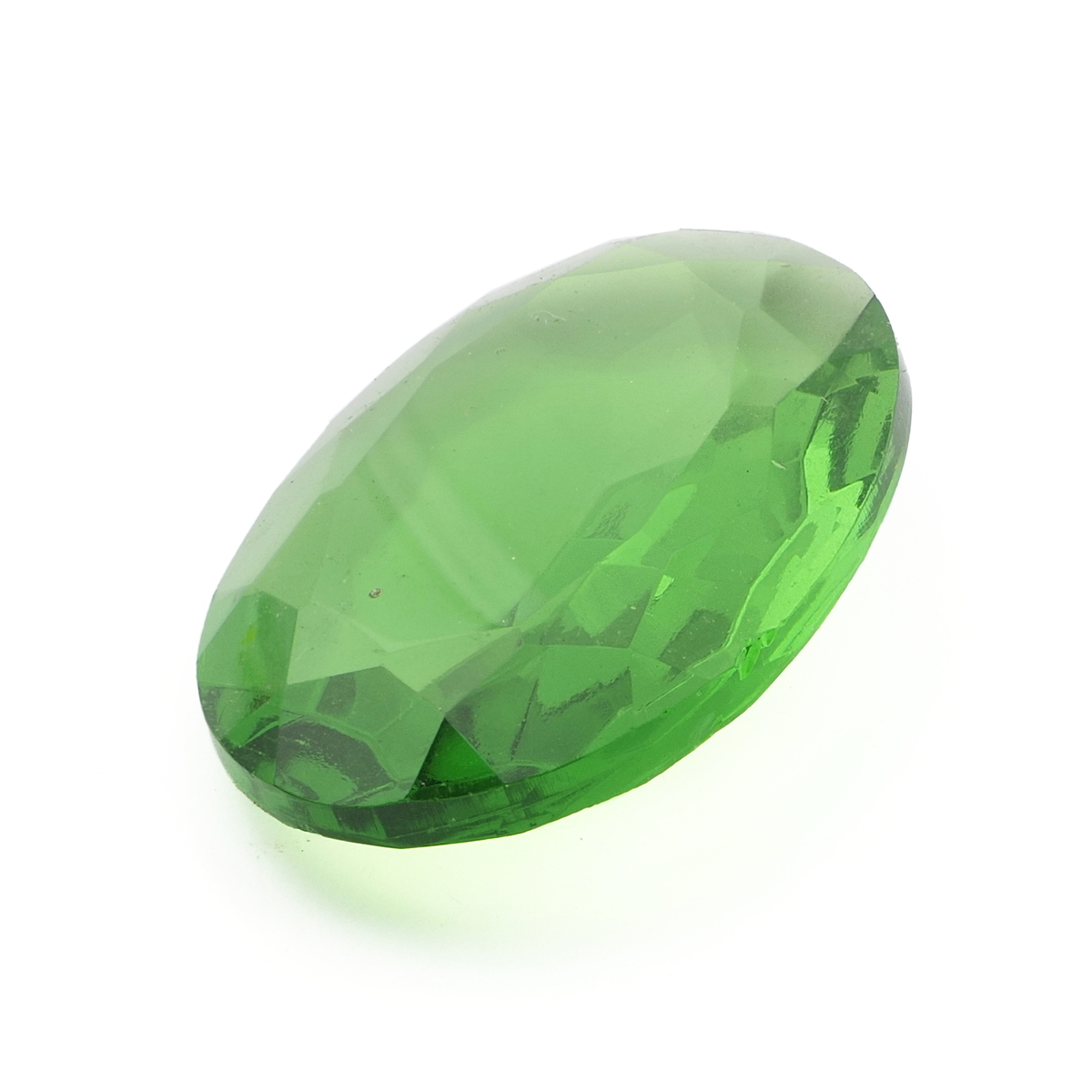 Large Czech vintage oval faceted light green glass rhinestone 40x30mm