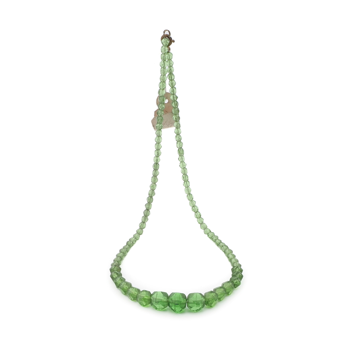 Vintage Deco Czech necklace gradual green English cut glass beads