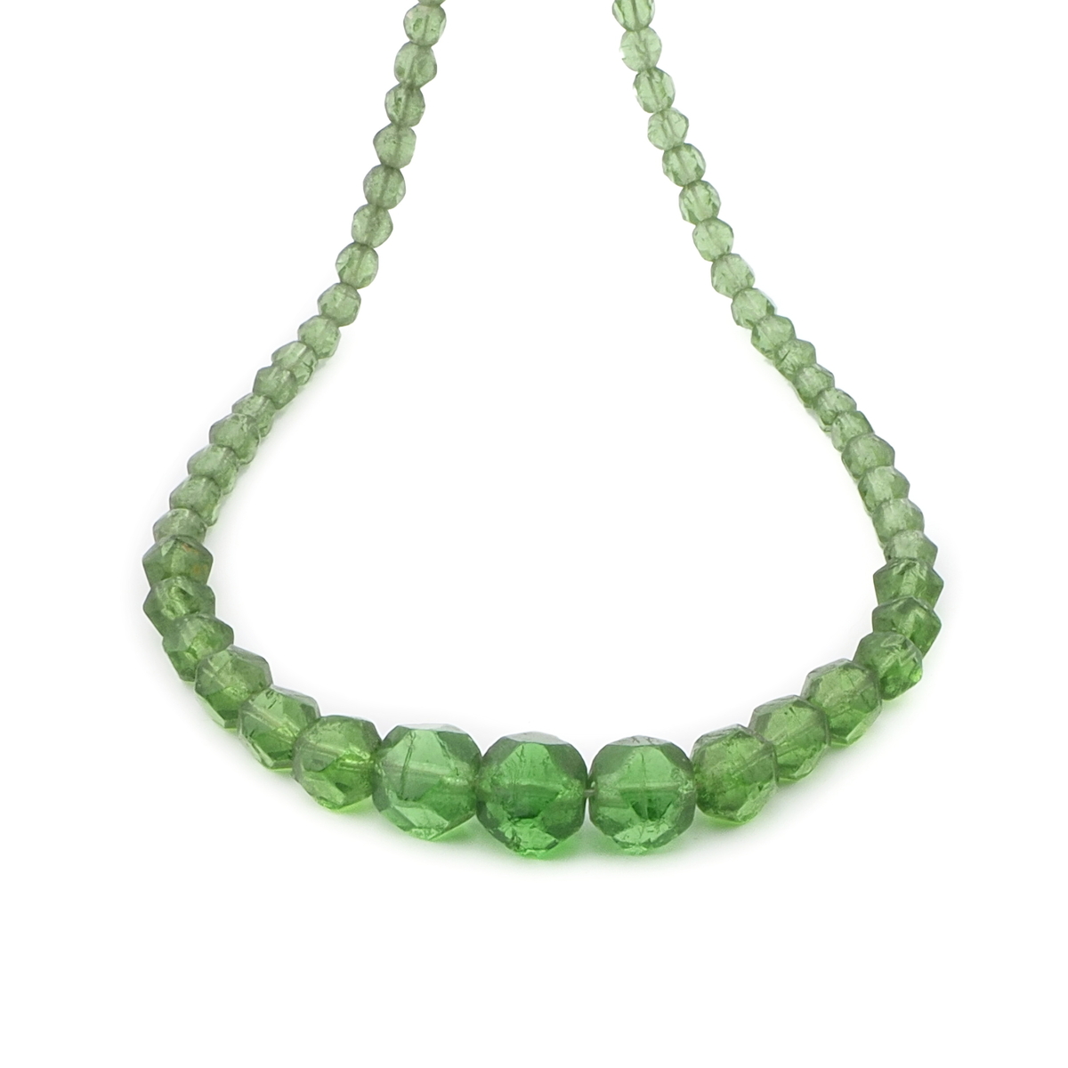 Vintage Deco Czech necklace gradual green English cut glass beads