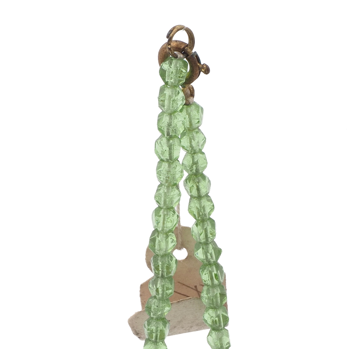 Vintage Deco Czech necklace gradual green English cut glass beads
