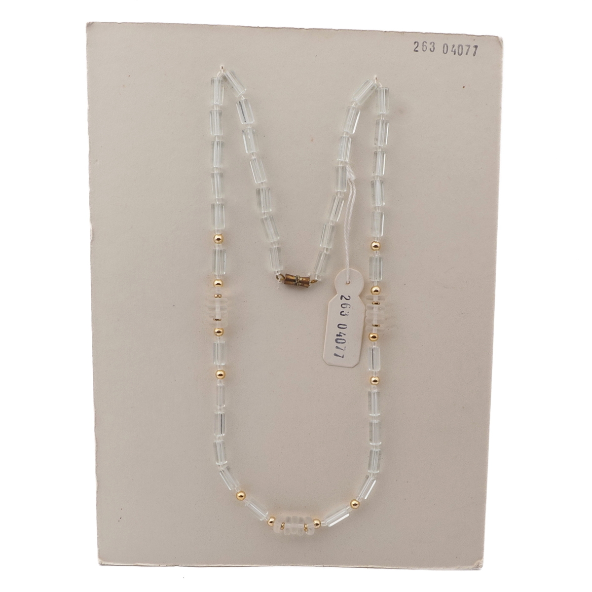 Vintage Czech necklace frost rondelle clear bugle glass beads 22"