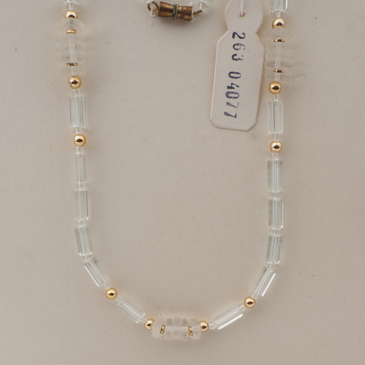 Vintage Czech necklace frost rondelle clear bugle glass beads 22"
