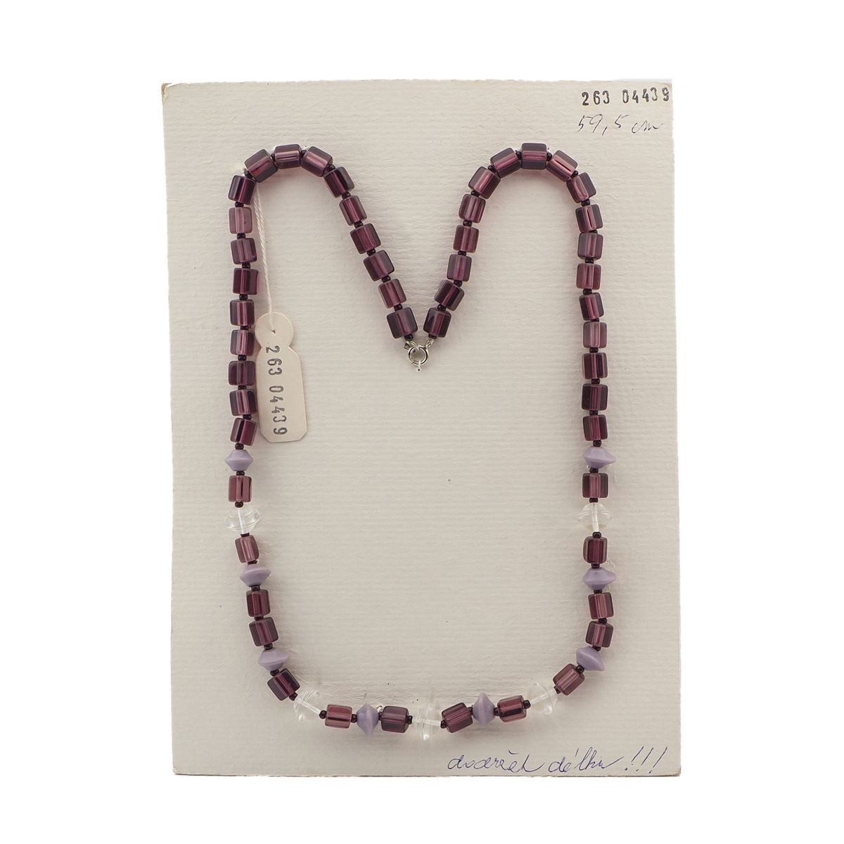 Vintage Czech necklace purple clear glass beads  
