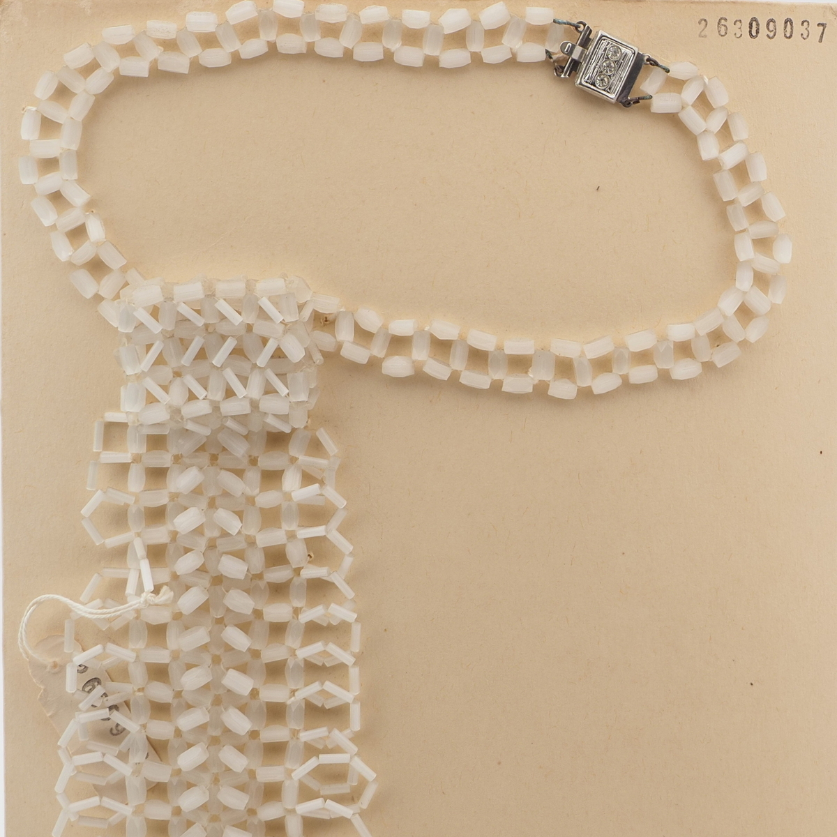 Vintage Czech choker pendant necklace satin atlas glass beads  