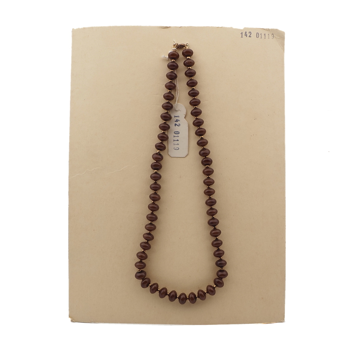 Vintage Czech necklace brown rondelle glass beads