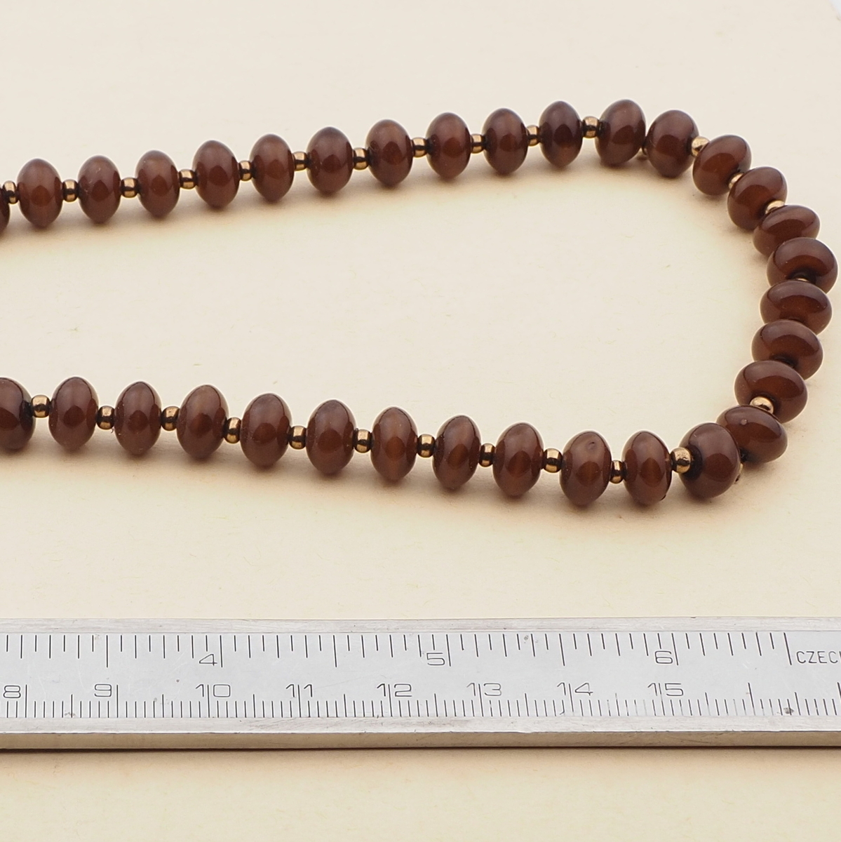 Vintage Czech necklace brown rondelle glass beads