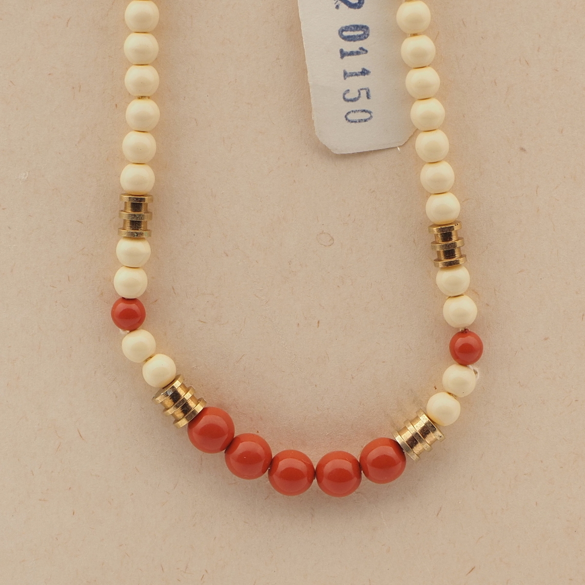 Vintage Czech necklace beige brown glass beads
