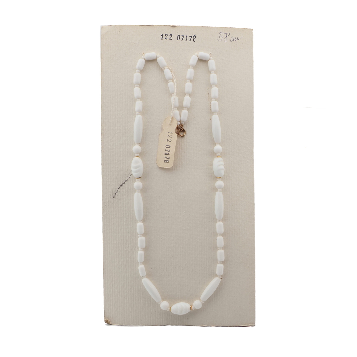 Vintage Czech necklace white round oval bugle glass beads 