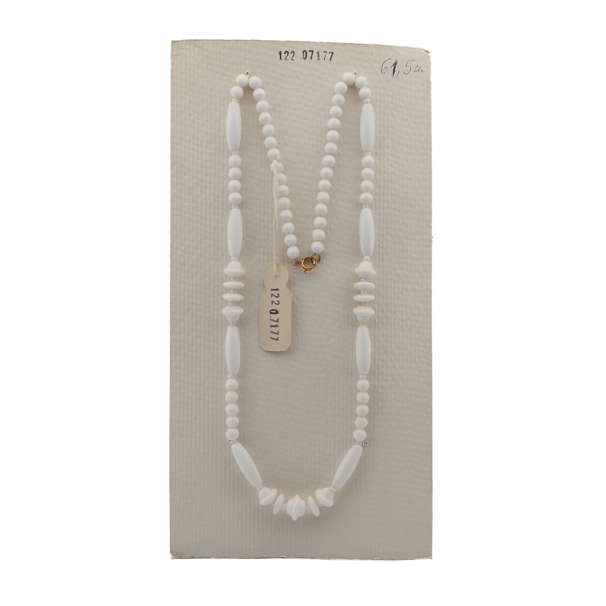 Vintage Czech necklace white round oval rondelle glass beads 