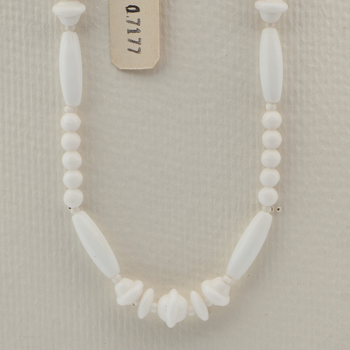 Vintage Czech necklace white round oval rondelle glass beads 