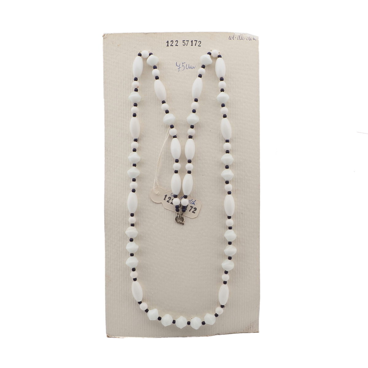 Vintage Czech necklace white blue seed glass beads 