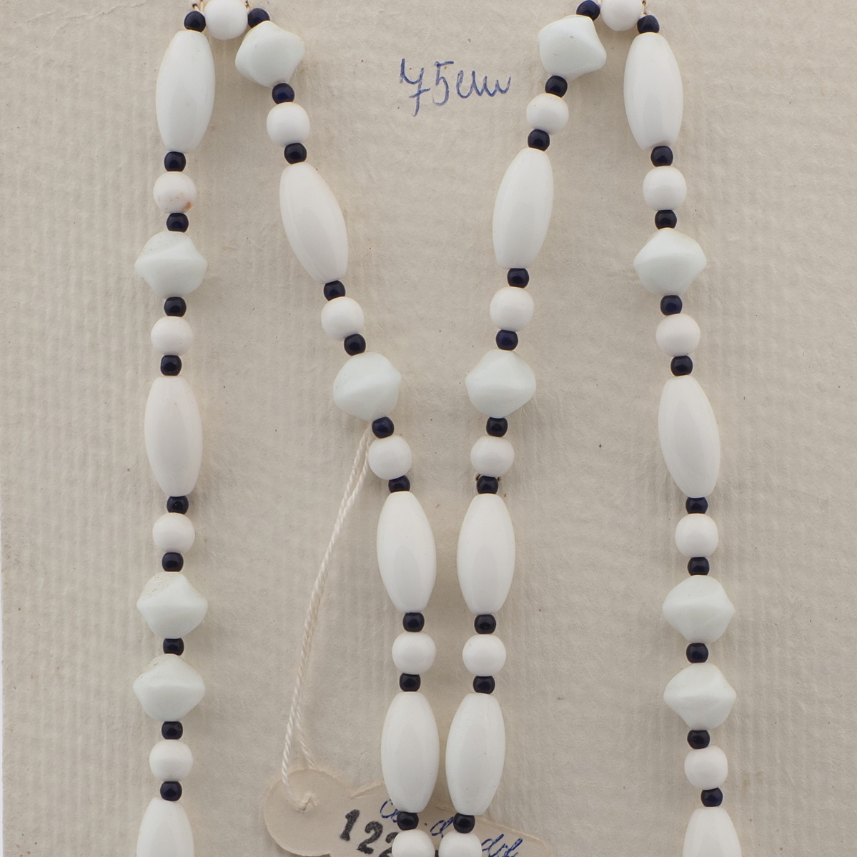 Vintage Czech necklace white blue seed glass beads 