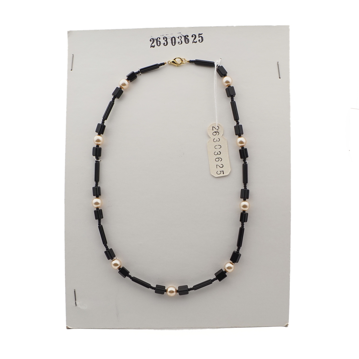 Vintage Czech necklace black pentagon pearl glass beads