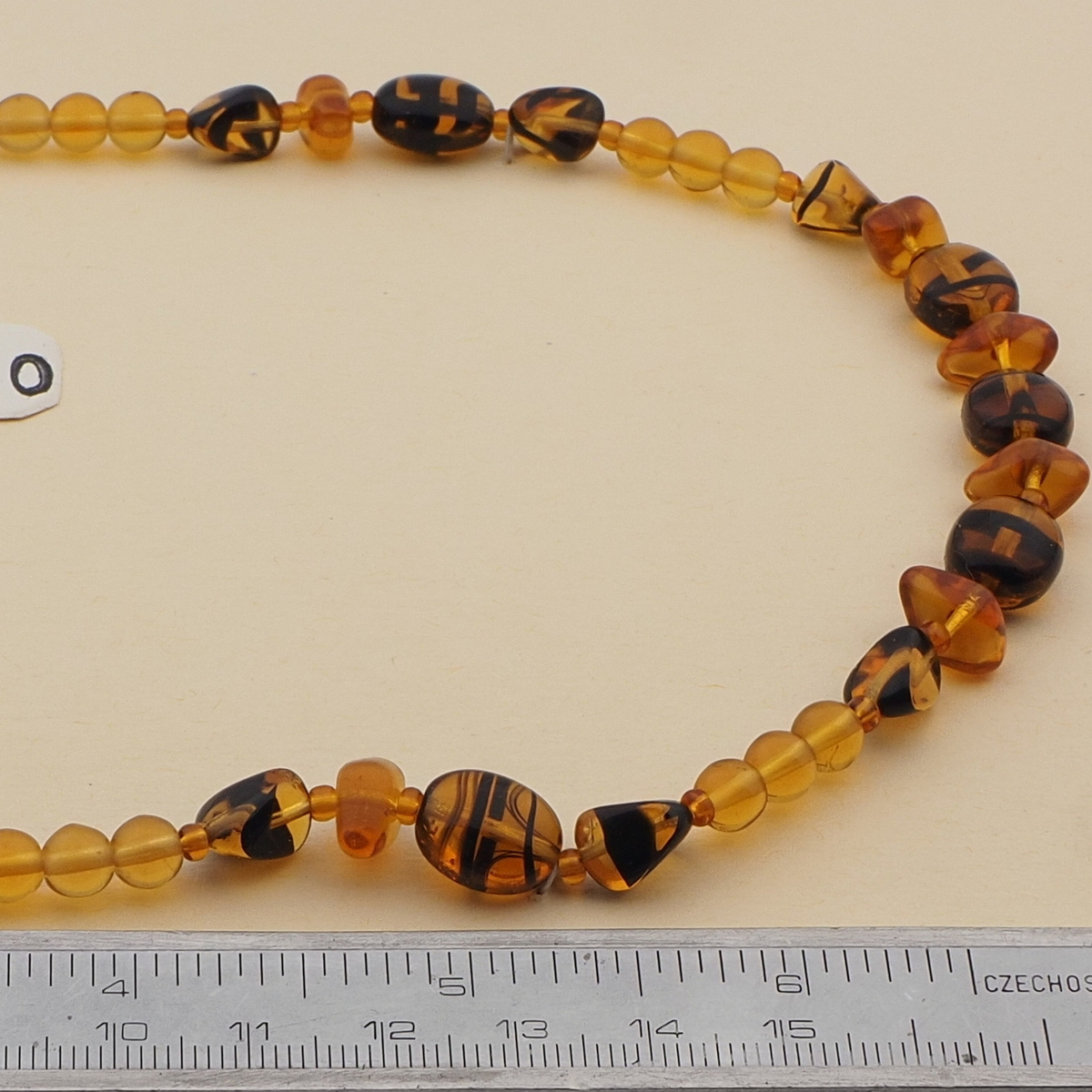 Vintage Czech necklace tortoise topaz glass beads 