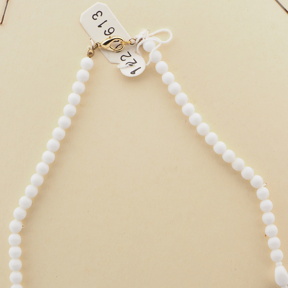 Vintage Czech necklace white blue round oval bicone glass beads 