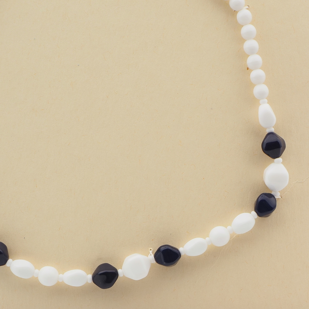 Vintage Czech necklace white blue round oval bicone glass beads 