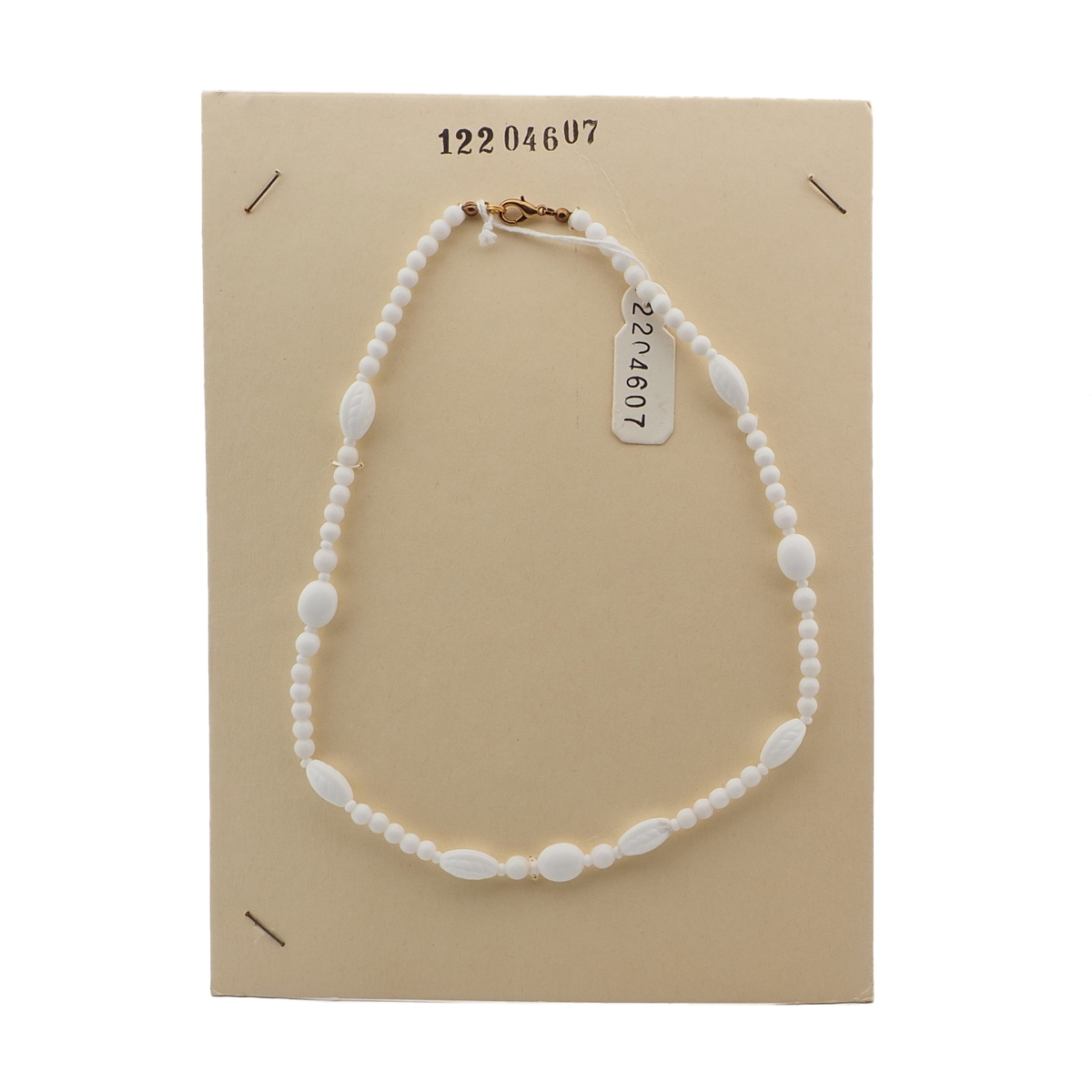 Vintage Czech necklace white round oval glass beads 18"