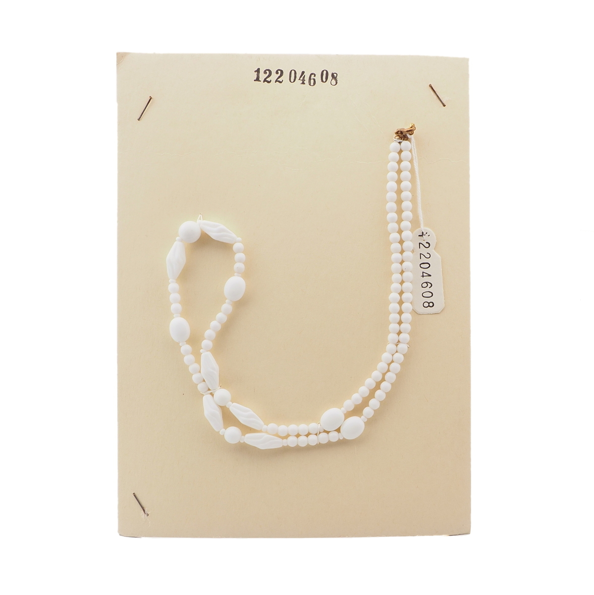 Vintage Czech necklace white round oval bicone glass beads  
