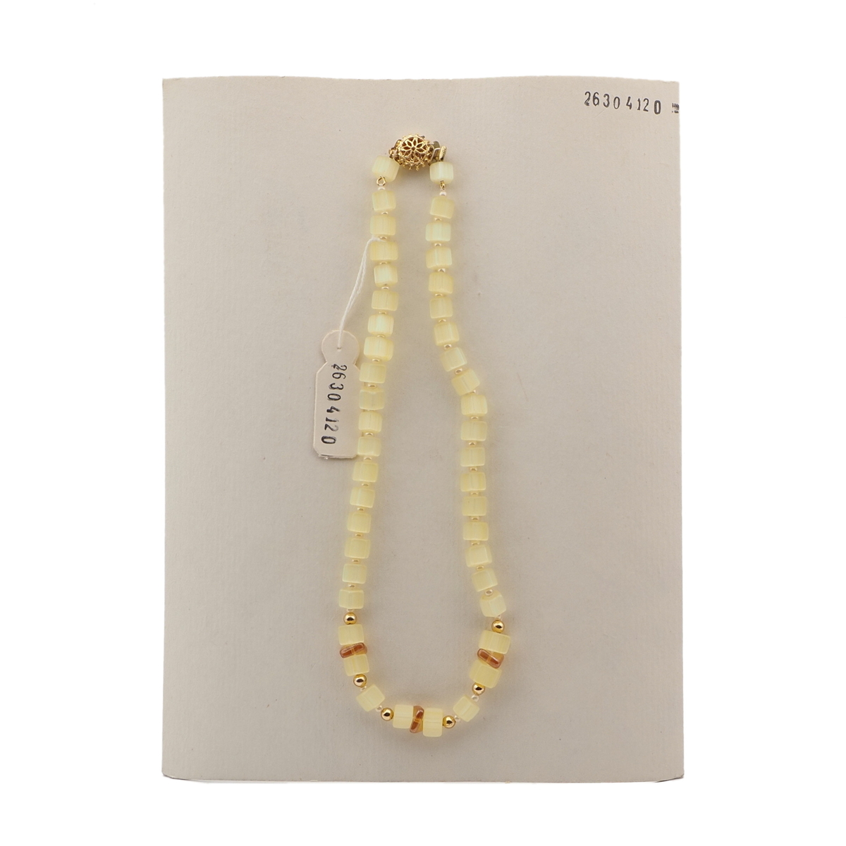 Vintage Czech necklace yellow satin atlas topaz glass beads  