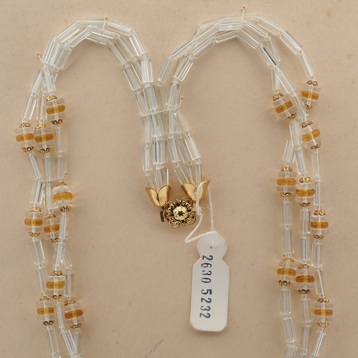 Vintage Czech 2 strand necklace crystal topaz pentagon rondelle glass beads  