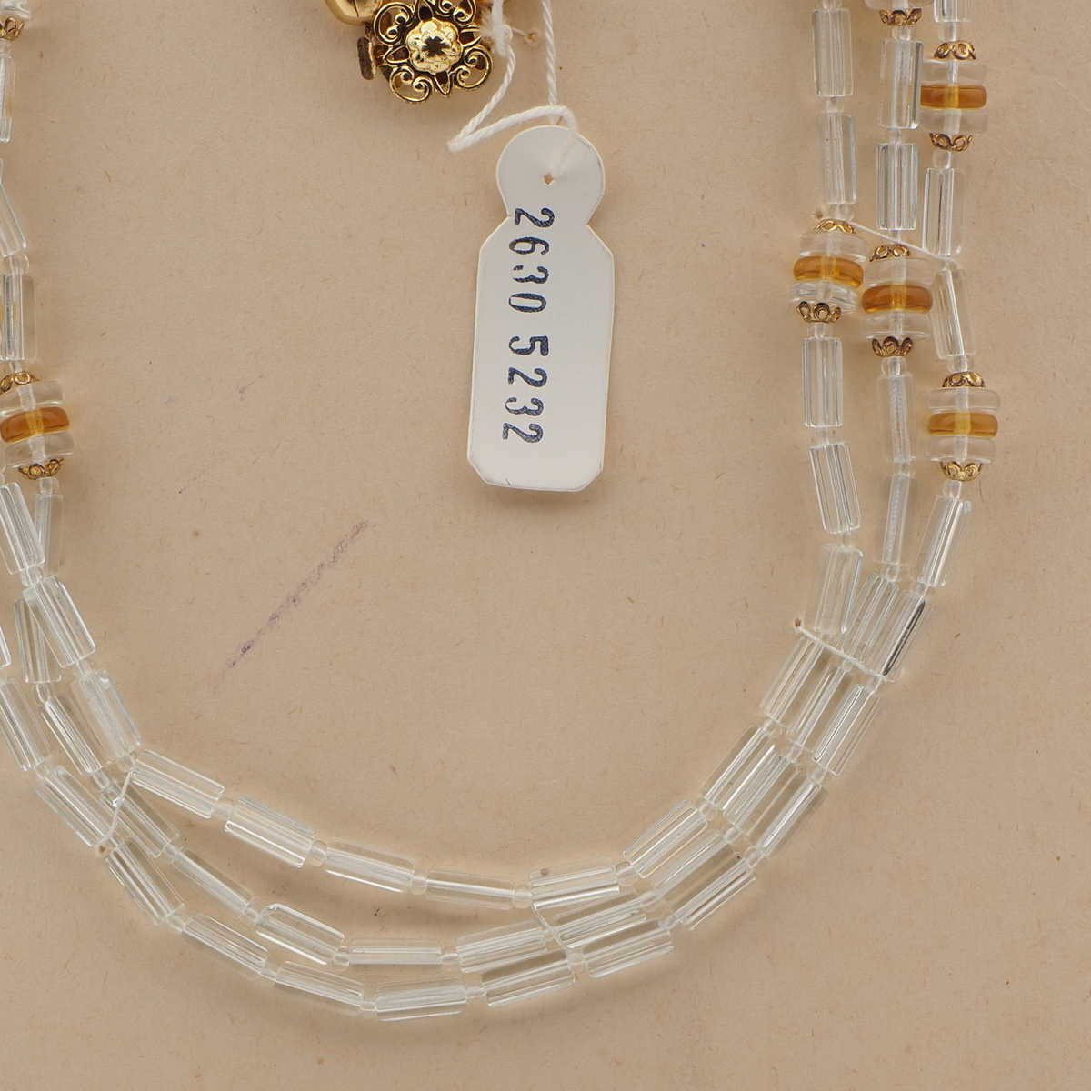 Vintage Czech 2 strand necklace crystal topaz pentagon rondelle glass beads  