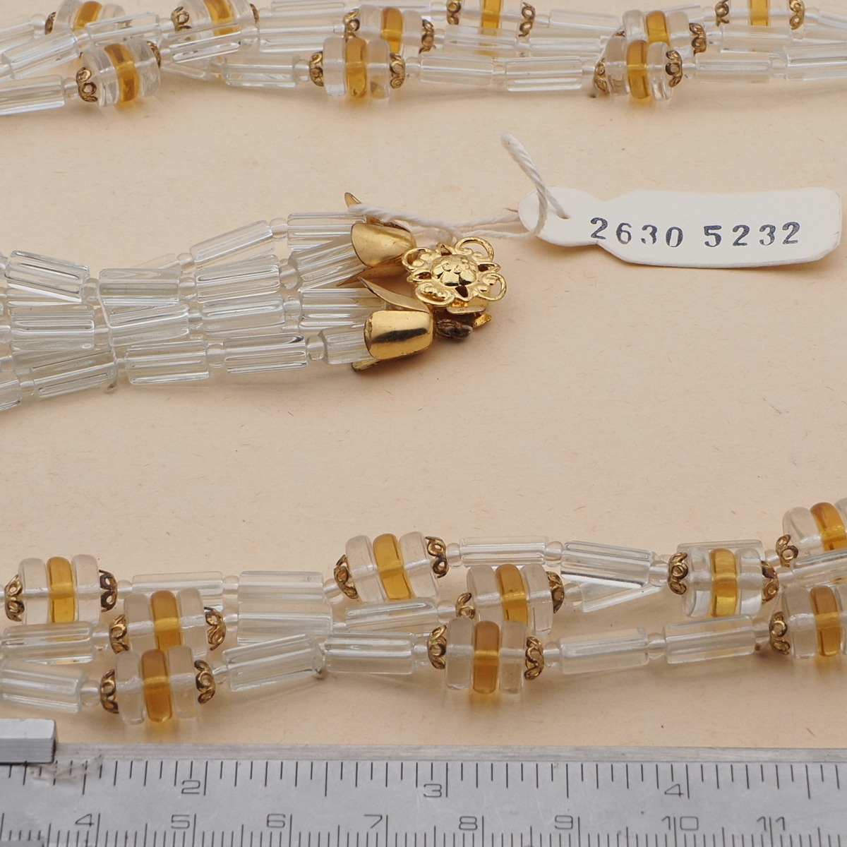 Vintage Czech 2 strand necklace crystal topaz pentagon rondelle glass beads  