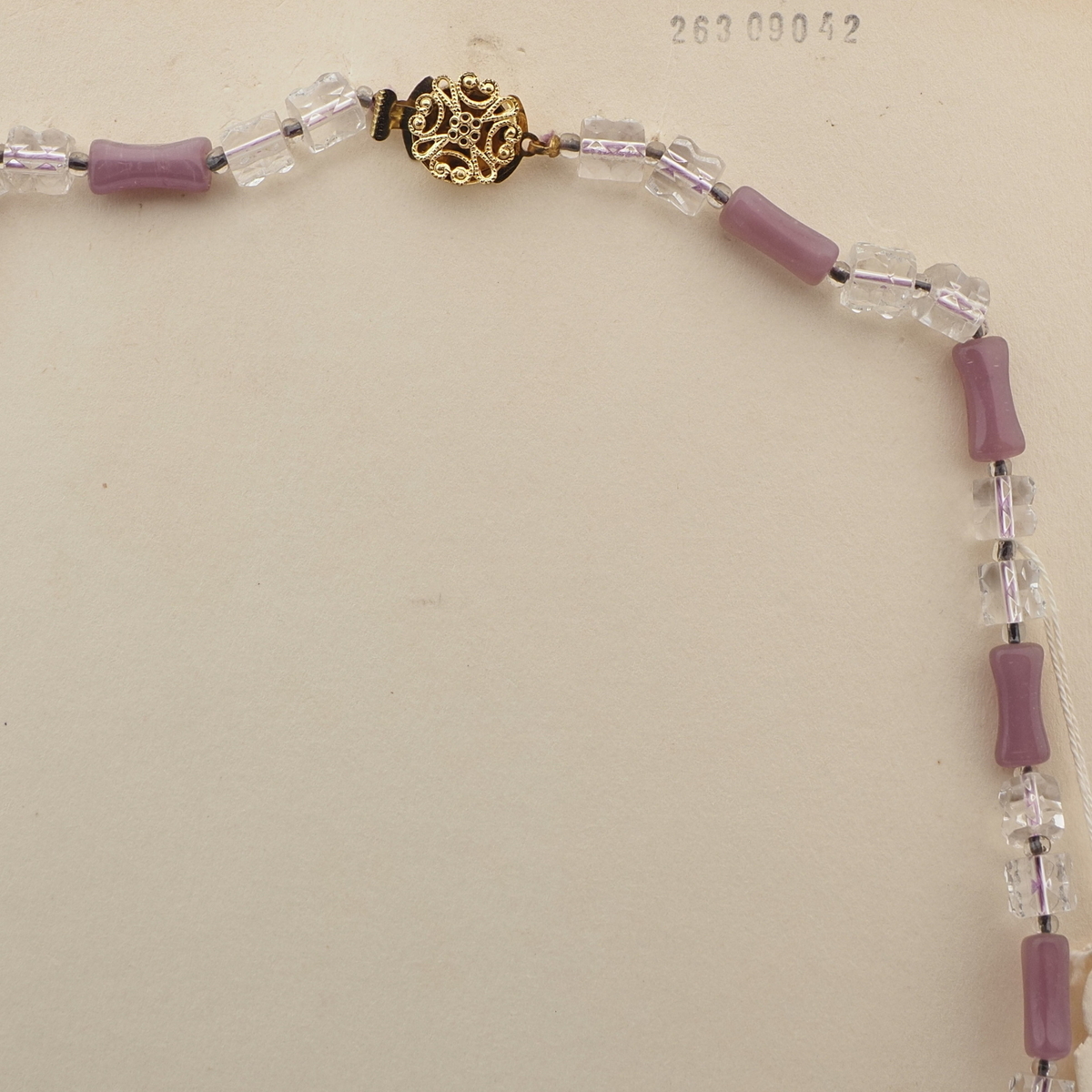 Vintage Czech necklace crystal pentagon purple opaline glass beads  