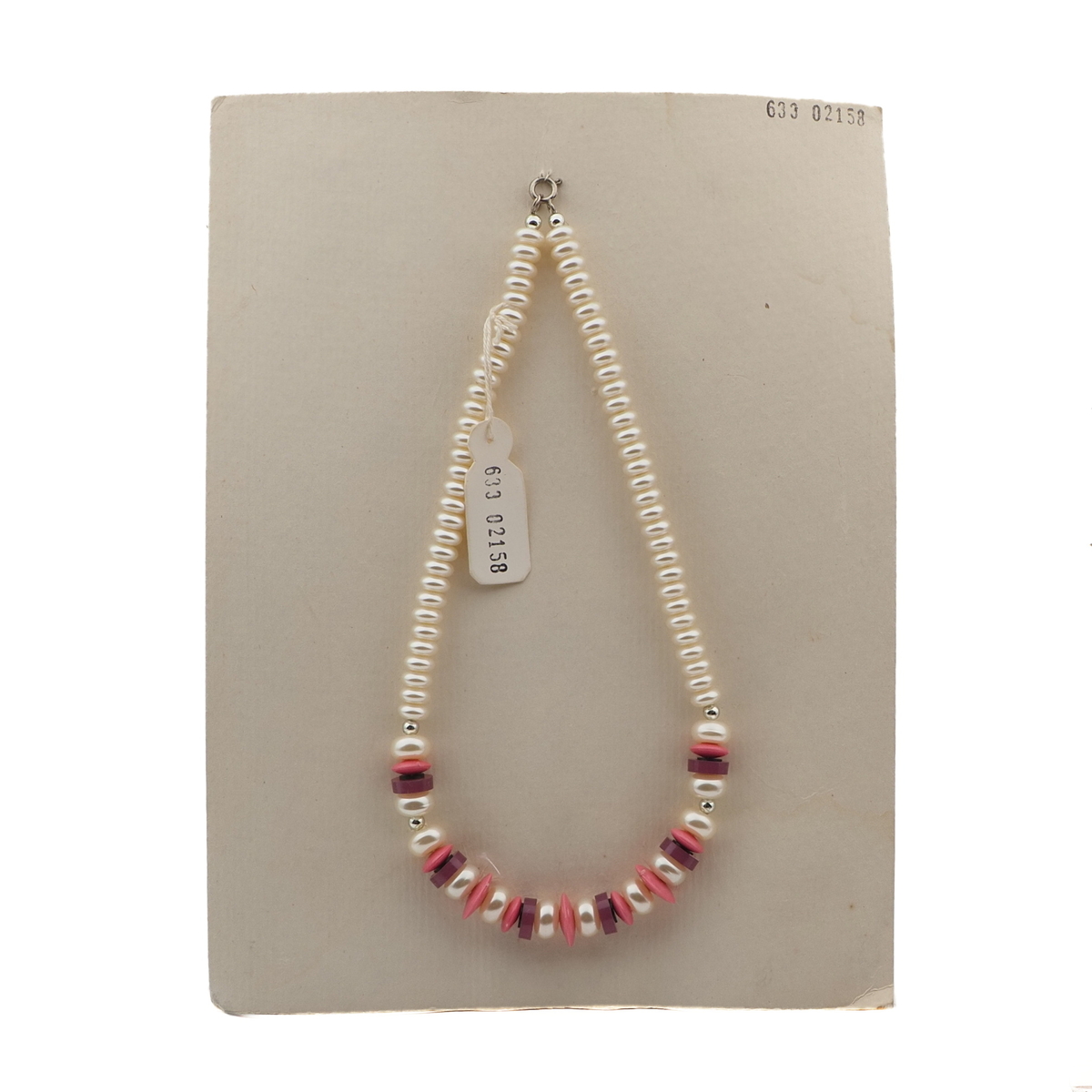 Vintage Czech necklace pearl pink purple glass plastic beads 