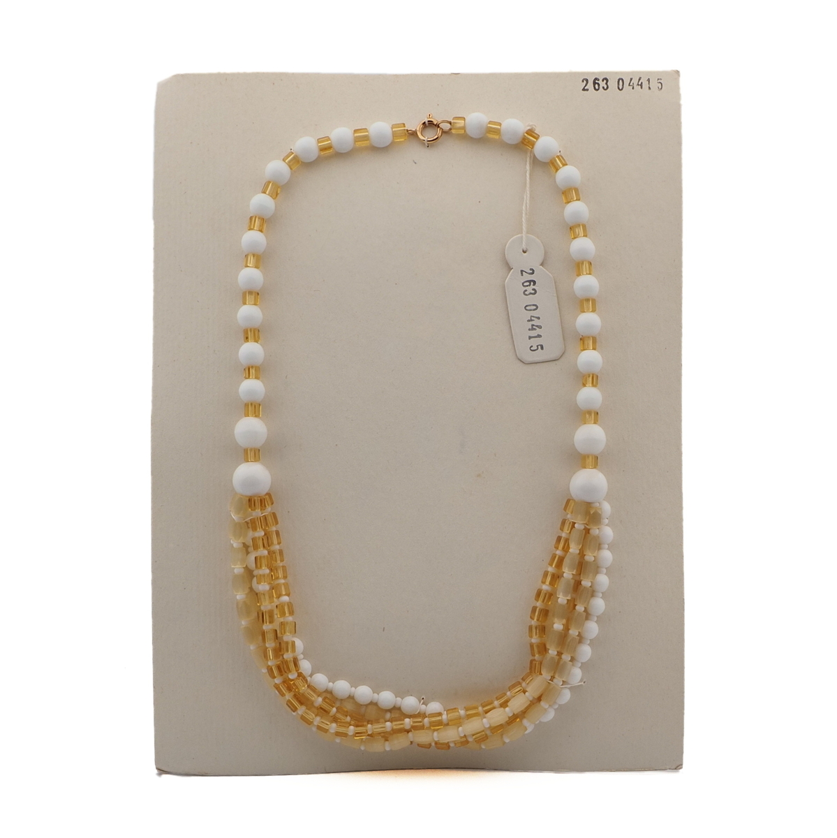 Vintage Czech 1 to 5 strand necklace satin atlas topaz white glass beads 