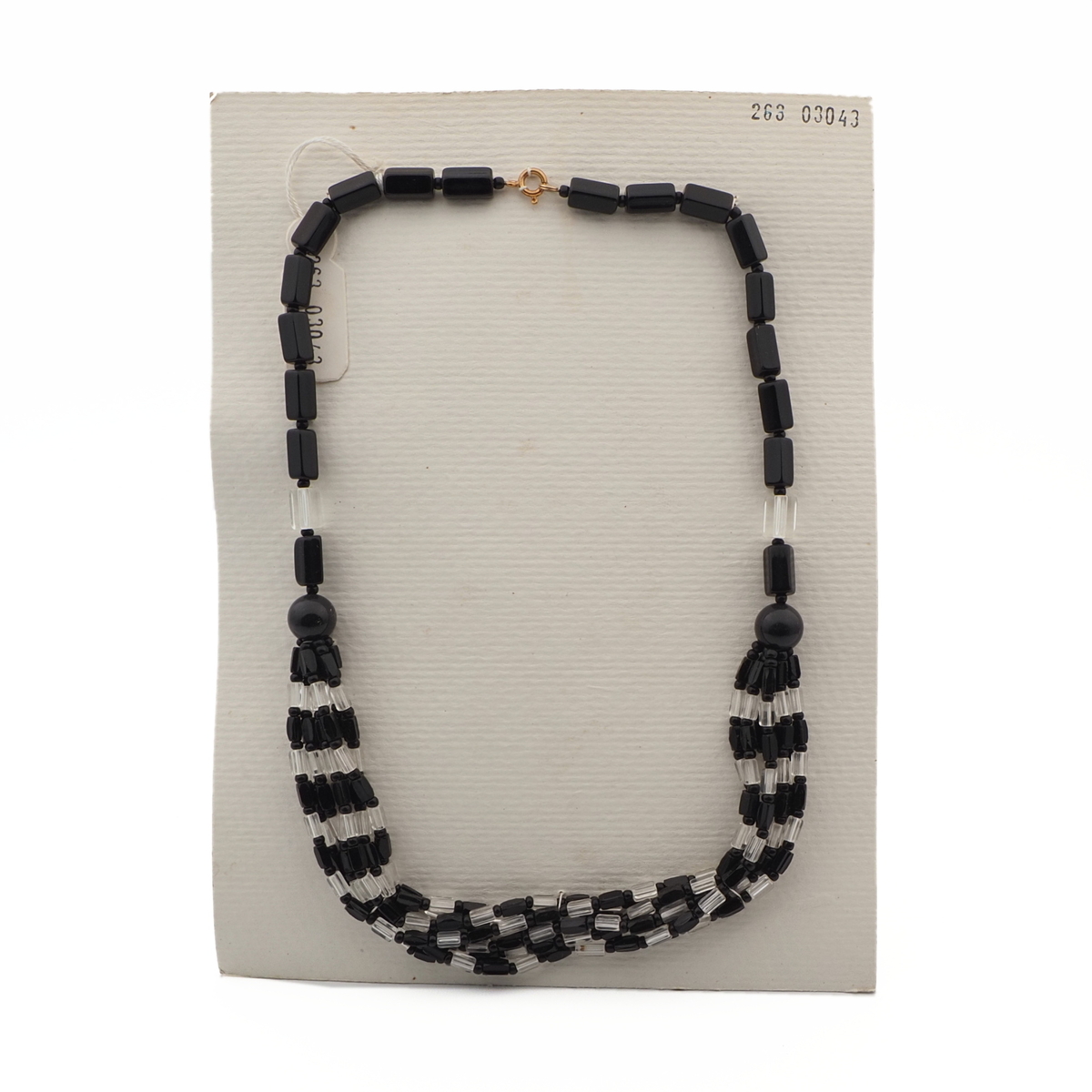 Vintage Czech 1 to 7 strand necklace clear black glass beads 