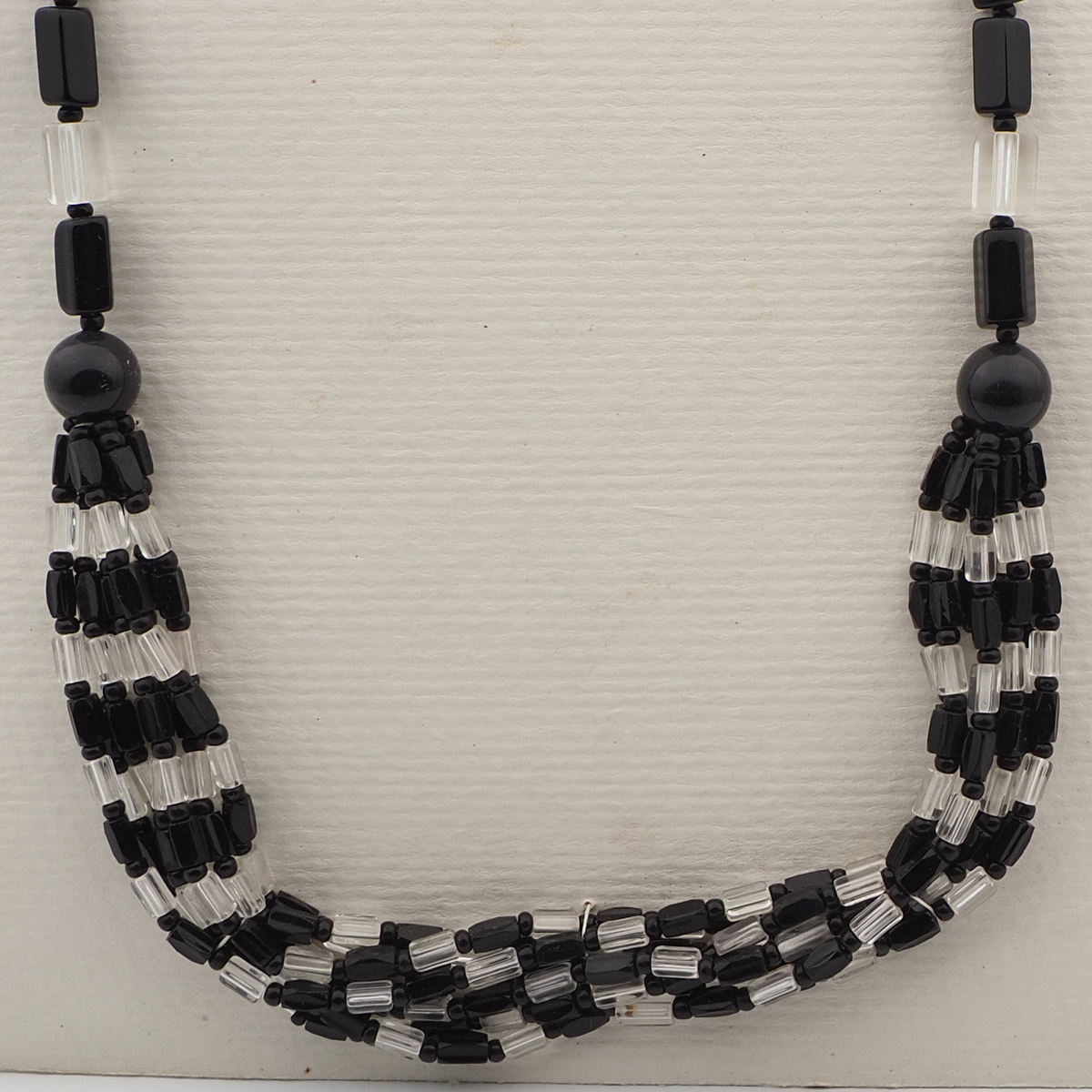 Vintage Czech 1 to 7 strand necklace clear black glass beads 