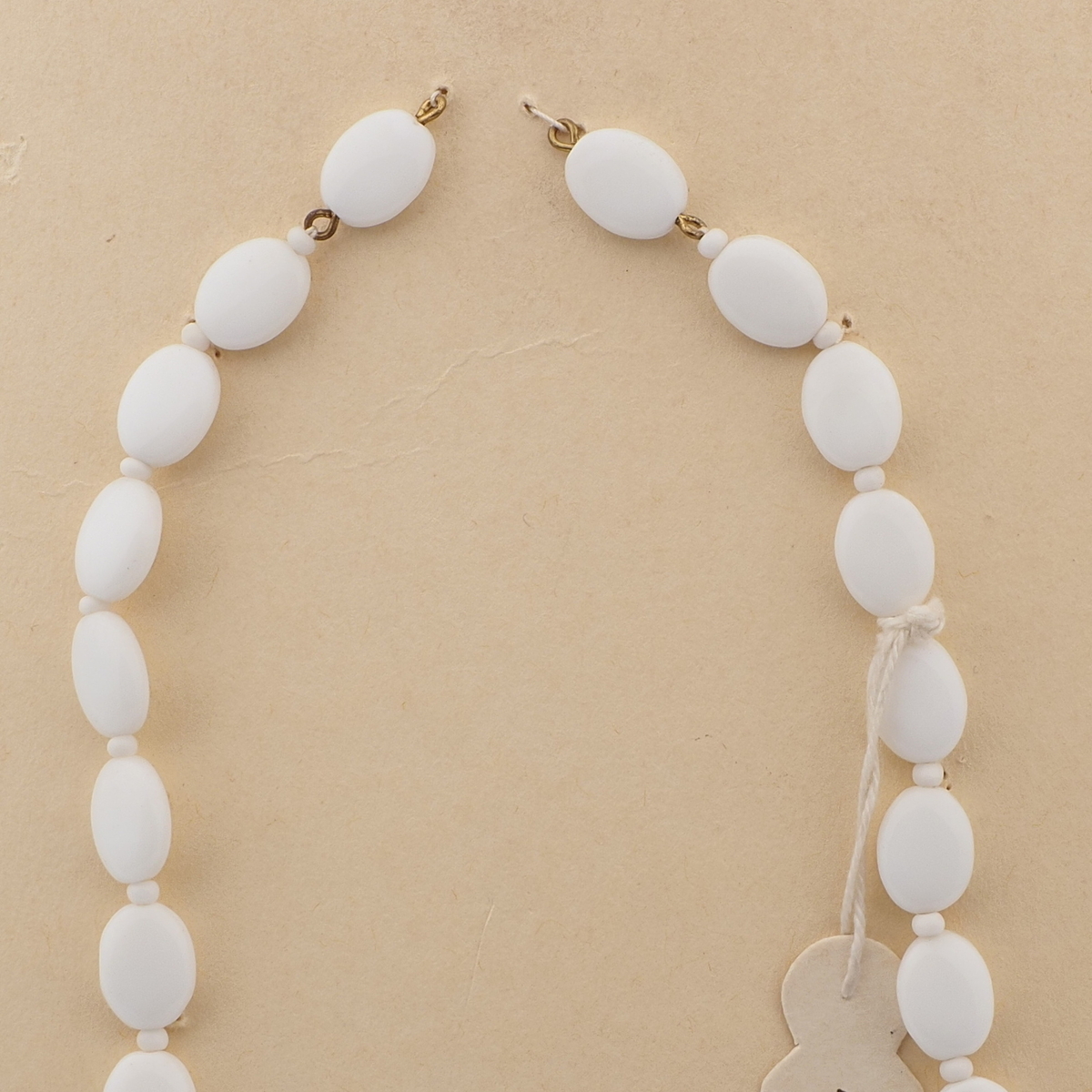 Vintage Czech necklace element gradual white oval glass beads