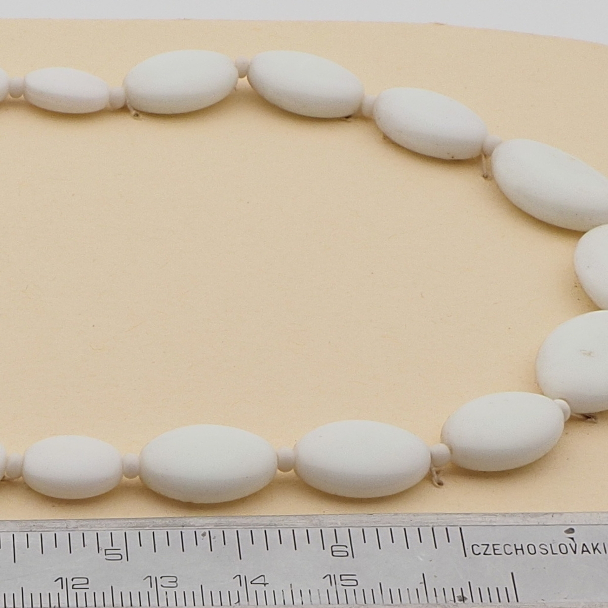 Vintage Czech necklace element gradual white oval glass beads