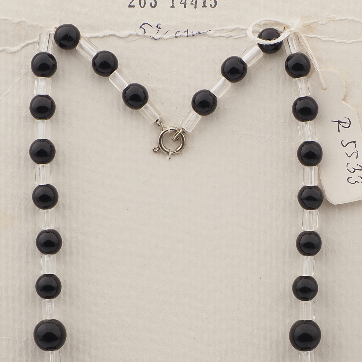 Vintage Czech 1 to 5 strand necklace clear black glass beads 