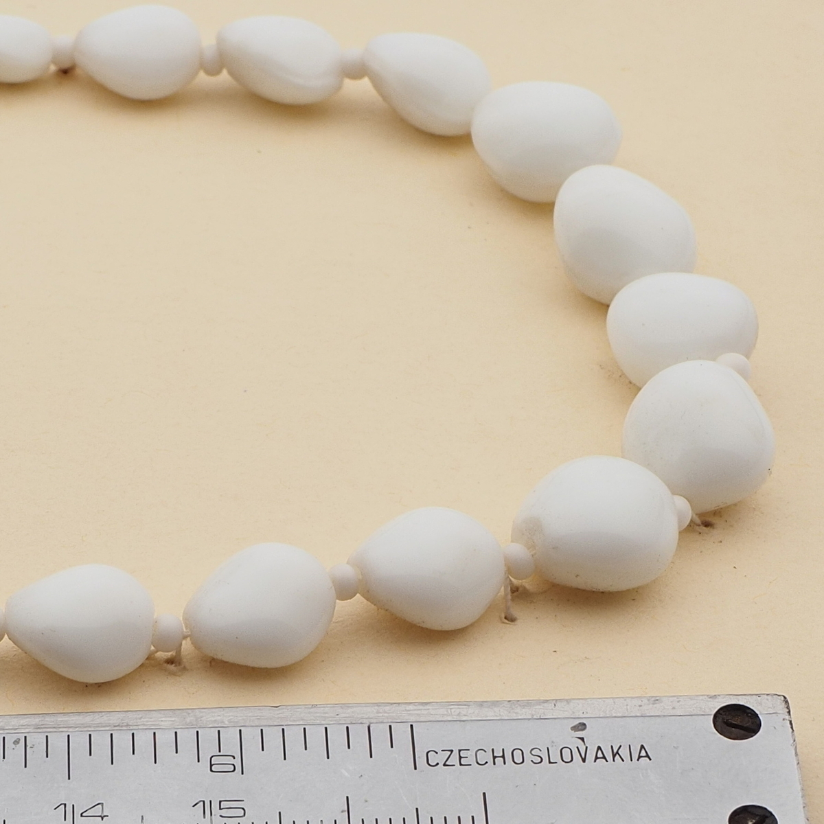 Vintage Czech necklace element gradual white glass beads