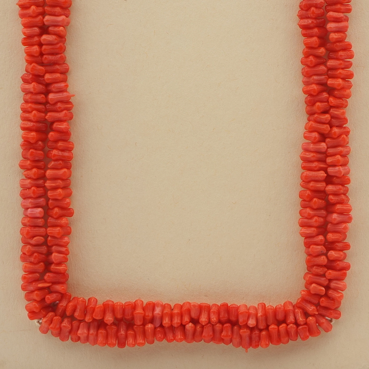 Vintage Czech necklace red coral effect glass beads 47"