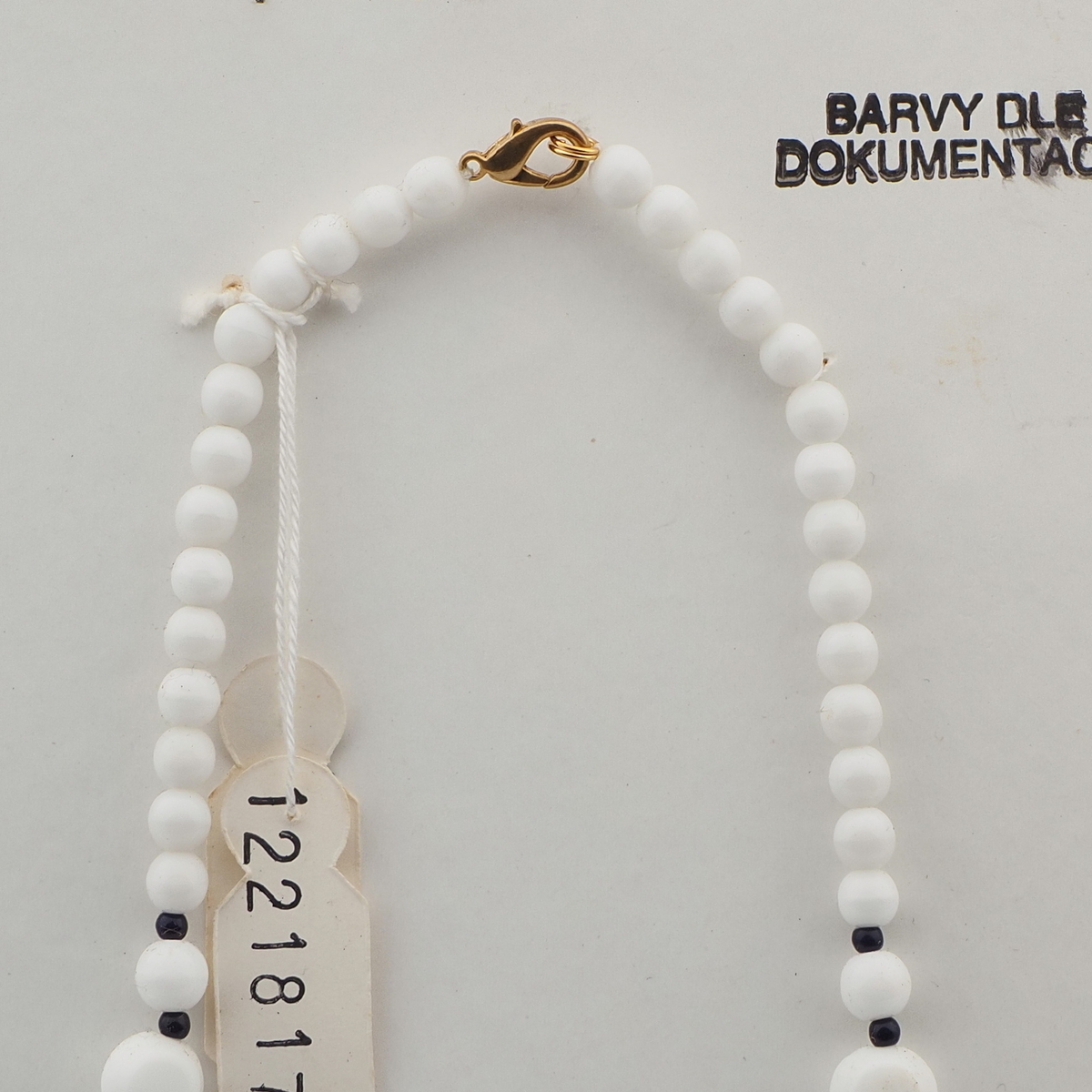 Vintage Czech necklace white oval round glass beads 
