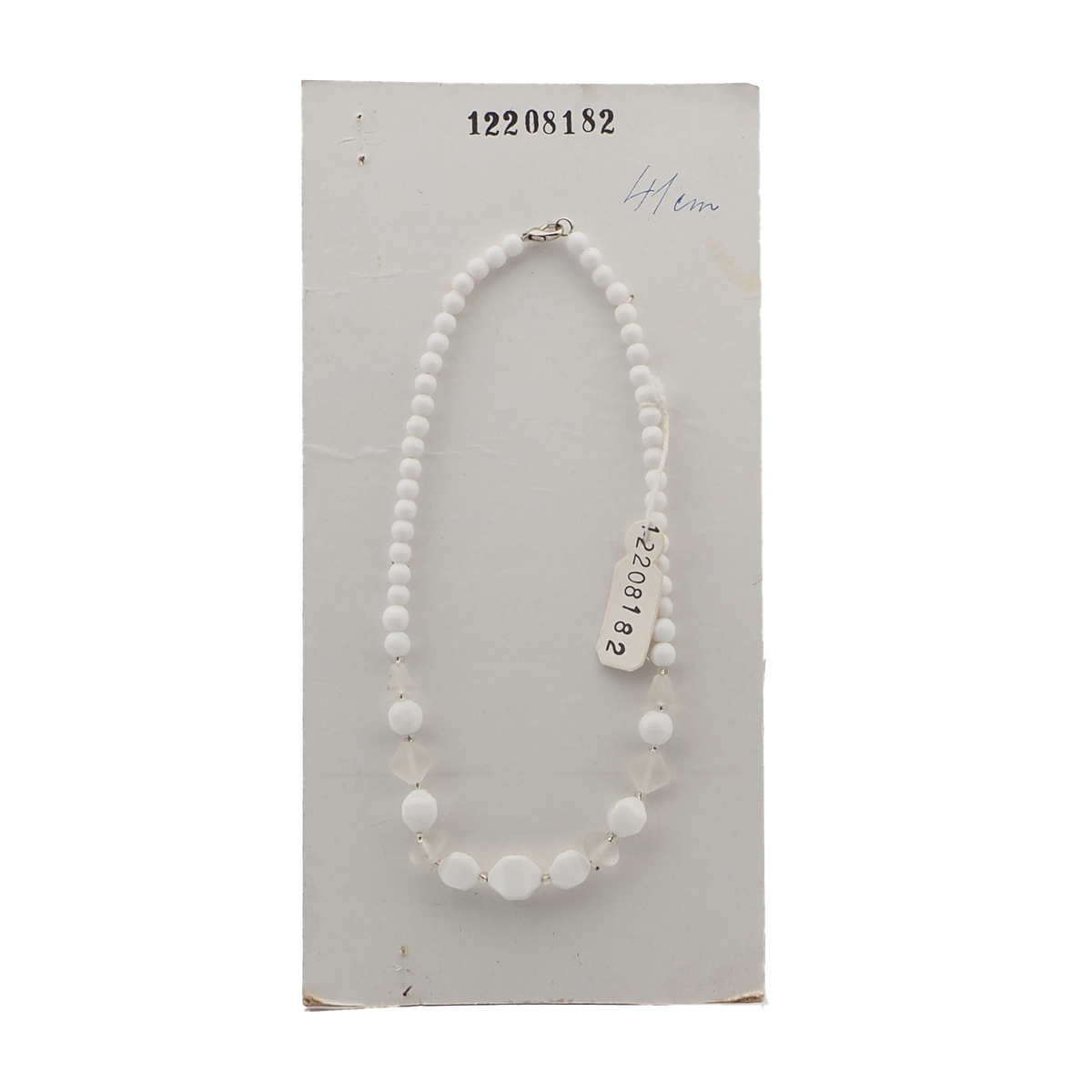 Vintage Czech necklace white frost glass beads 
