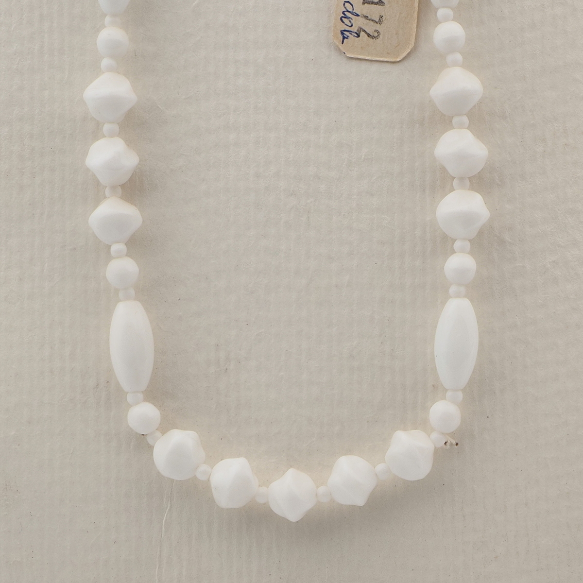 Vintage Czech necklace white oval nugget glass beads 