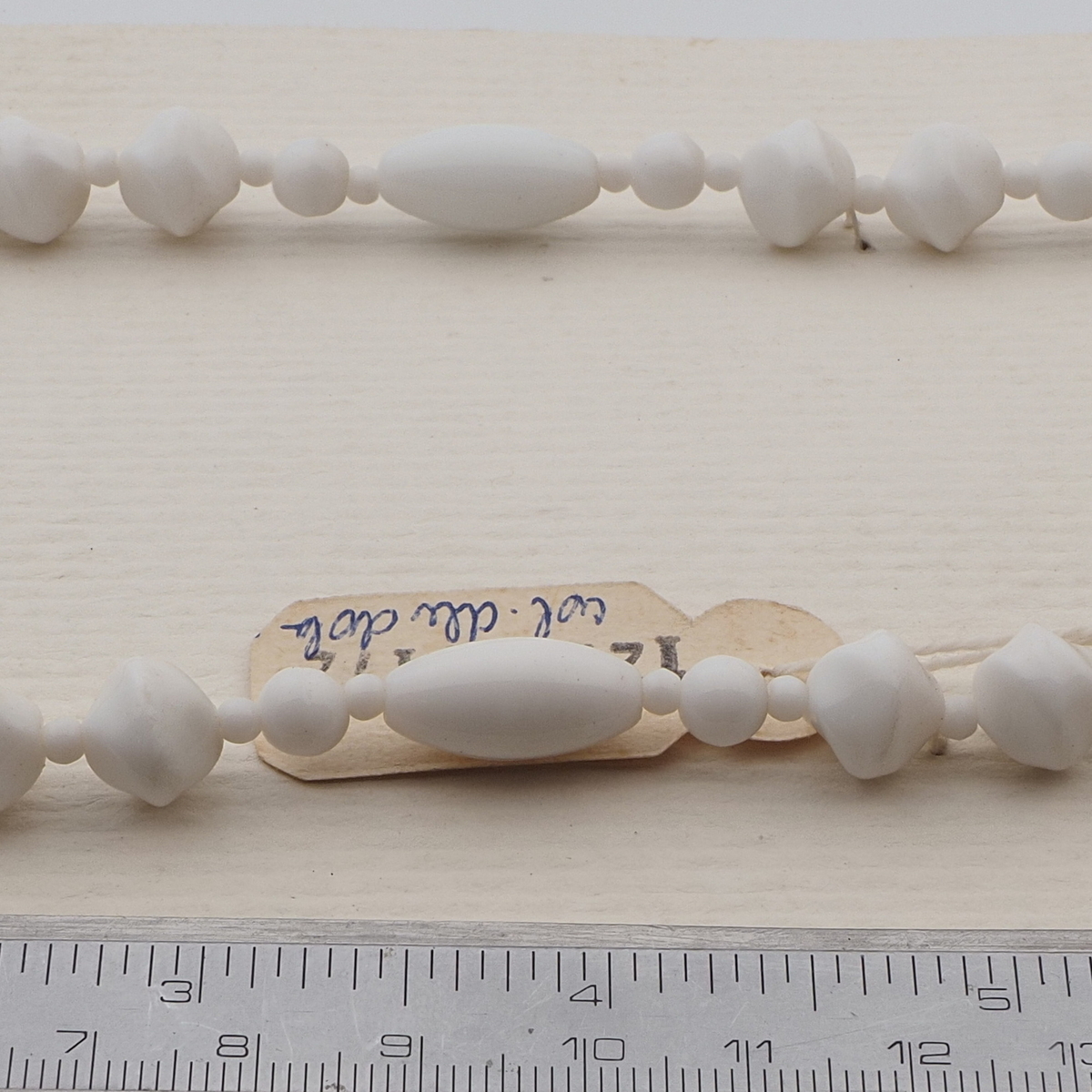 Vintage Czech necklace white oval nugget glass beads 