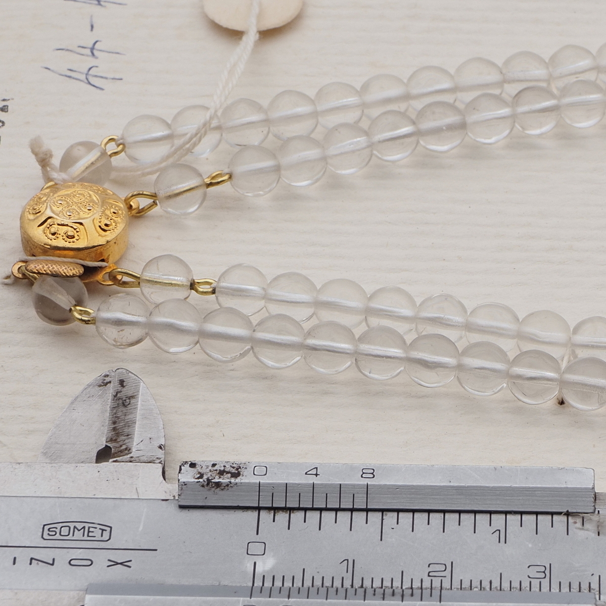 Vintage Czech 2 strand necklace clear hematite glass beads