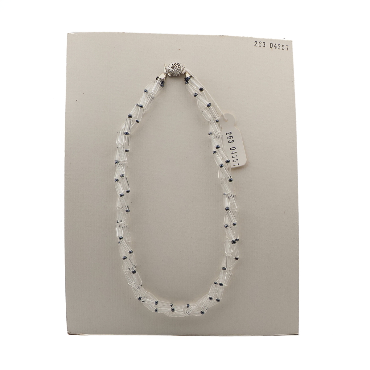 Vintage Czech 3 strand necklace clear hematite glass beads
