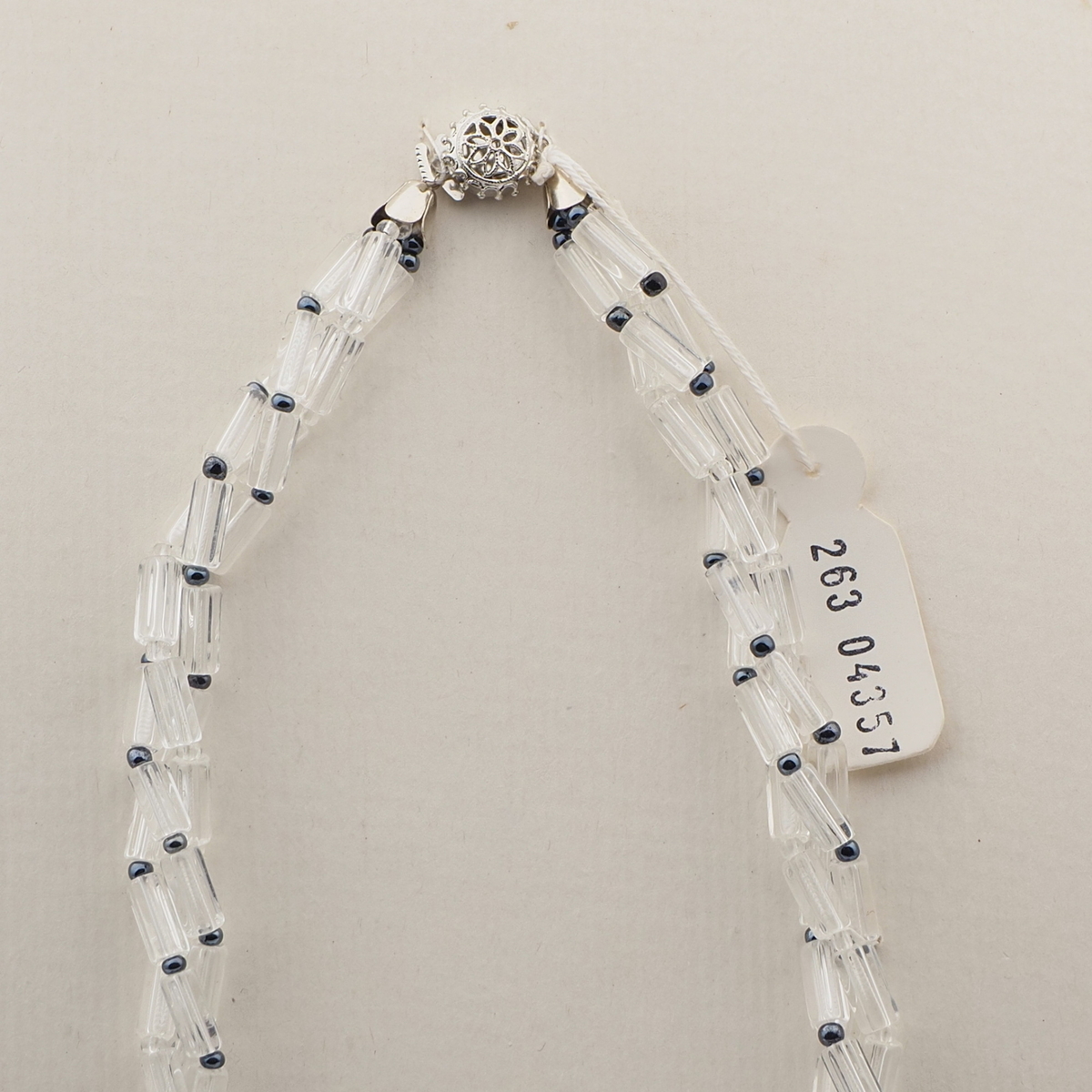 Vintage Czech 3 strand necklace clear hematite glass beads