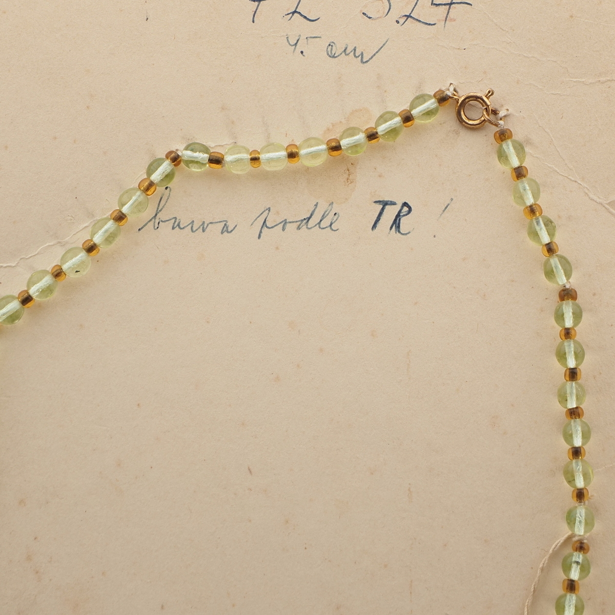 Vintage Czech necklace Uranium round oval glass beads souvenir heart locket pendant
