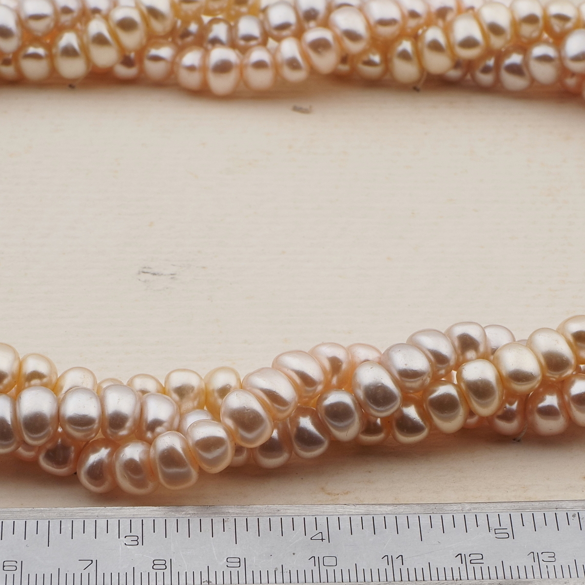 Vintage Czech 3 strand necklace pearl rondelle glass beads