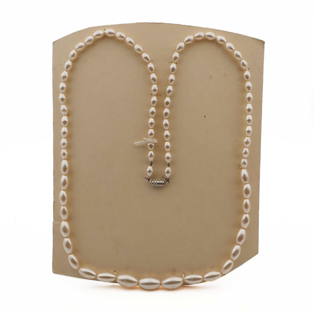 Vintage Czech necklace gradual pearl oval glass beads