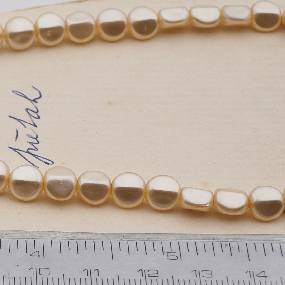 Vintage Czech necklace pearl oval glass beads 16"