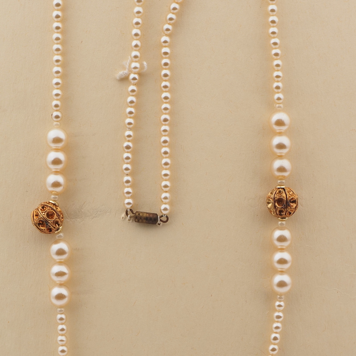 Vintage Czech necklace pearl glass beads rhinestone ball beads