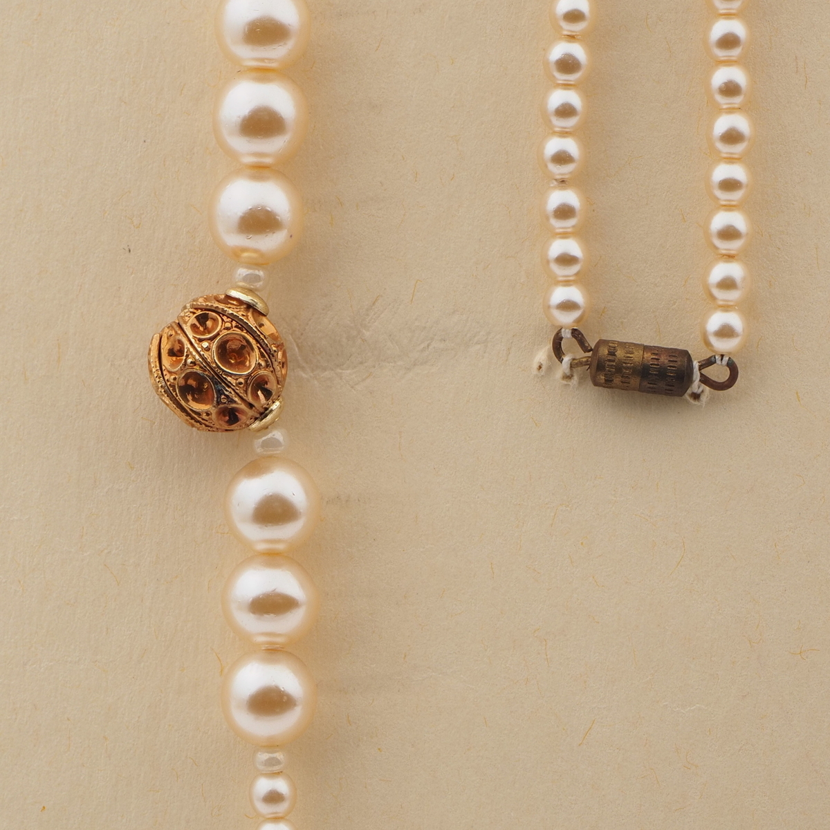 Vintage Czech necklace pearl glass beads rhinestone ball beads